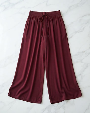 Women's Rayon Wide-Leg Trousers — Maroon (Maroon), product photo