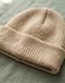 Unisex Cotton Blend Knit Beanie — Beige (Beige), detail close-up