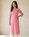 Women's Straight Cotton Kurti — Pink (Pink), worn or held by model