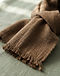 Unisex Canvas Linen Style Scarf — Brown (Brown), detail close-up