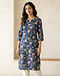 Women's Floral Print Kurti — Navy (Navy), worn or held by model