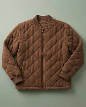 Men's Fleece Blend Quilted Jacket — Brown (Brown), product photo