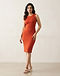 Women's Cocktail Bodycon Dress — Rust (Rust), worn or held by model