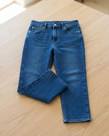 Women's Cotton Twill Cropped Jeans — Blue (Blue), product photo