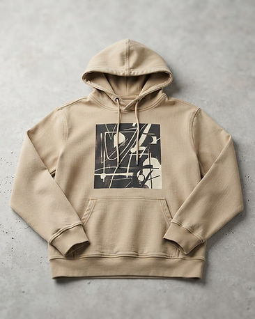 Men's Stretch Denim Graphic Hoodie — Beige (Beige), product photo