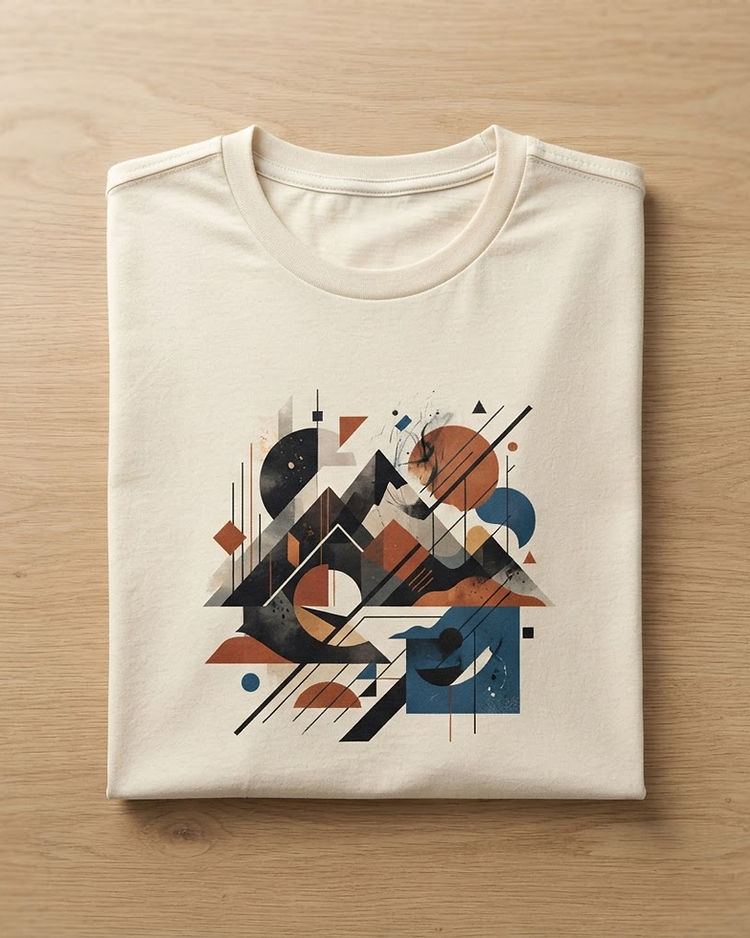 Men's Graphic Print Cotton-Polyester Tee — Cream (Cream), product photo