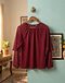 Women's Sheer Overlay Blouse — Maroon (Maroon), lifestyle setting