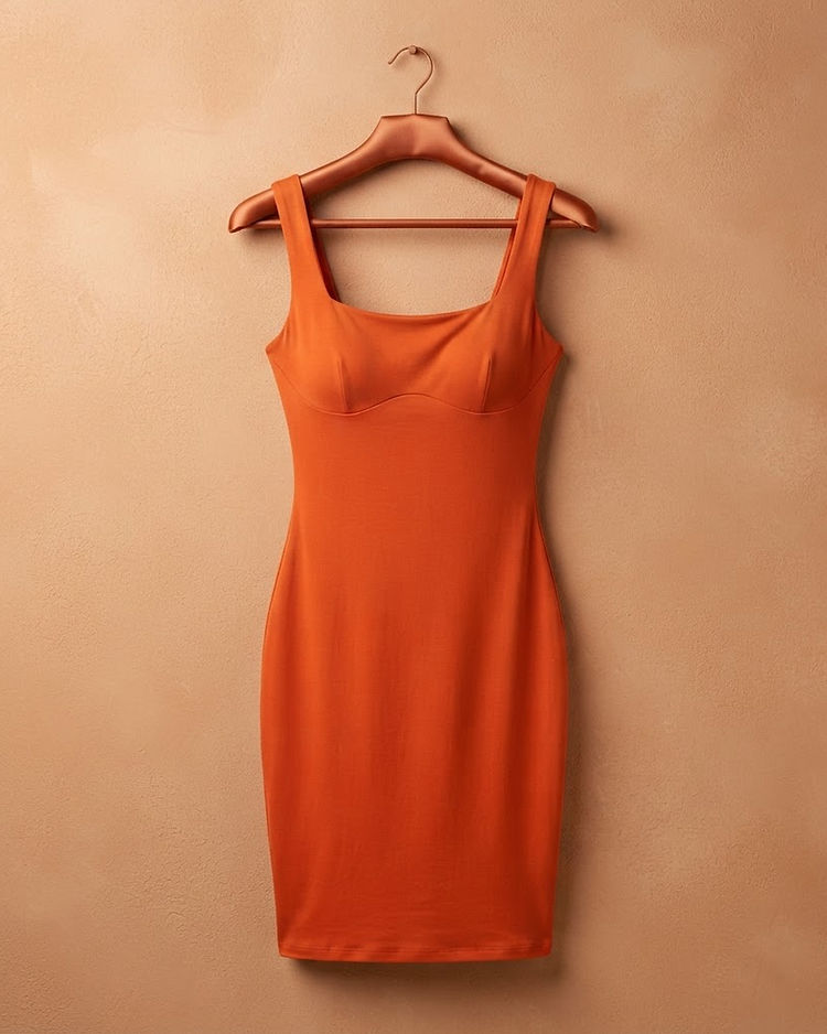 Women's Cocktail Bodycon Dress — Rust (Rust), product photo