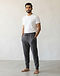 Men's French Terry Drawstring Joggers — Charcoal (Charcoal), worn or held by model
