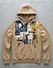 Men's Stretch Denim Graphic Hoodie — Beige (Beige), flat-lay view