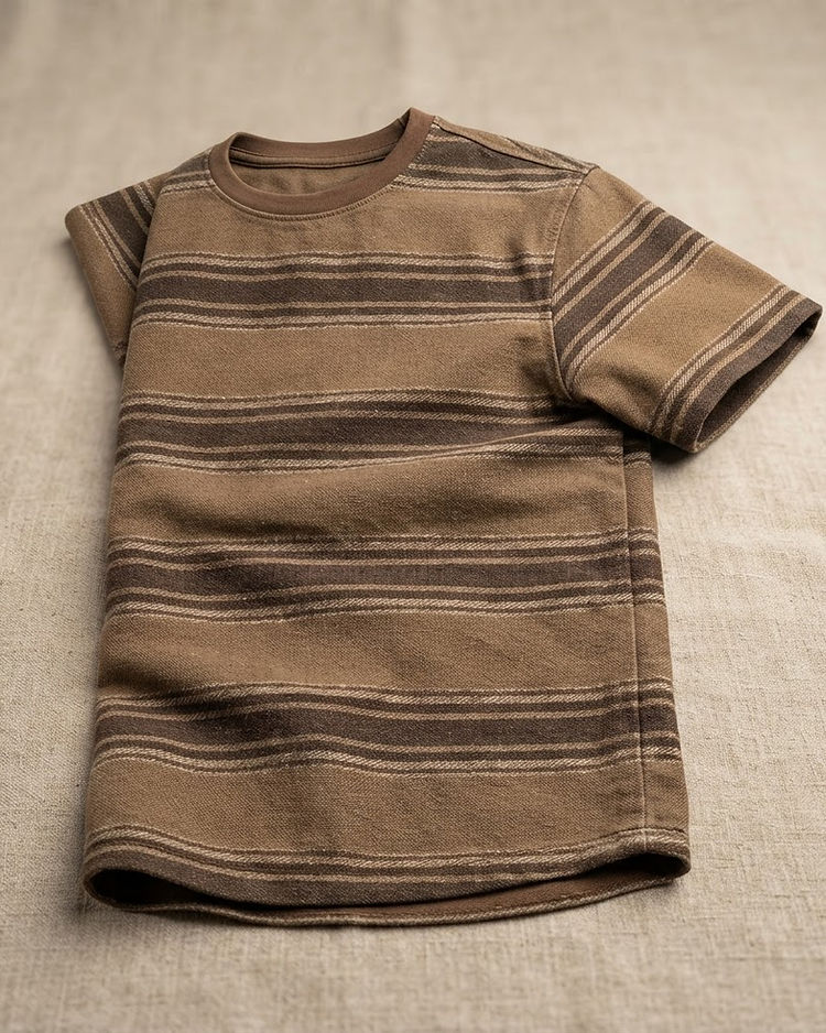 Unisex Striped Canvas Tee — Brown (Brown), product photo