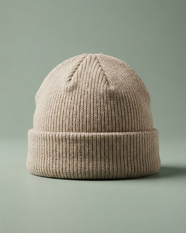 Unisex Cotton Blend Knit Beanie — Beige (Beige), product photo