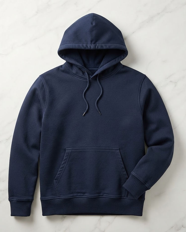 Men's Cotton Twill Fleece Hoodie — Navy (Navy), product photo