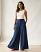 Women's Cotton Twill Tailored Palazzo Pants — Navy (Navy), worn or held by model