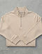 Unisex Quarter Zip Cotton Blend Pullover — Beige (Beige), flat-lay view