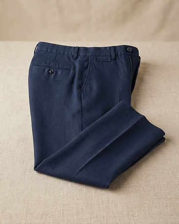 Men's Cotton Twill Linen Blend Trousers — Navy (Navy), product photo