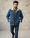 Men's Cotton Twill Sherpa Lined Jacket — Blue (Blue), worn or held by model