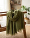 Unisex Premium Cotton Wool Style Scarf — Olive (Olive), lifestyle setting