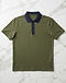 Men's Contrast Collar Organic Cotton Polo — Olive (Olive), flat-lay view