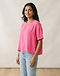 Women's Boxy Tee — Pink (Pink), worn or held by model
