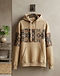 Men's Stretch Denim Graphic Hoodie — Beige (Beige), lifestyle setting
