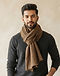 Unisex Canvas Linen Style Scarf — Brown (Brown), worn or held by model