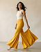 Women's Rayon Flared Jeans — Mustard (Mustard), worn or held by model