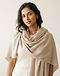 Unisex Cotton Blend Pashmina Wrap Scarf — Beige (Beige), worn or held by model