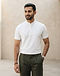 Men's Mandarin Collar Cotton Blend Polo — White (White), worn or held by model