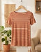 Women's Striped Boat Neck Tee — Rust (Rust), lifestyle setting