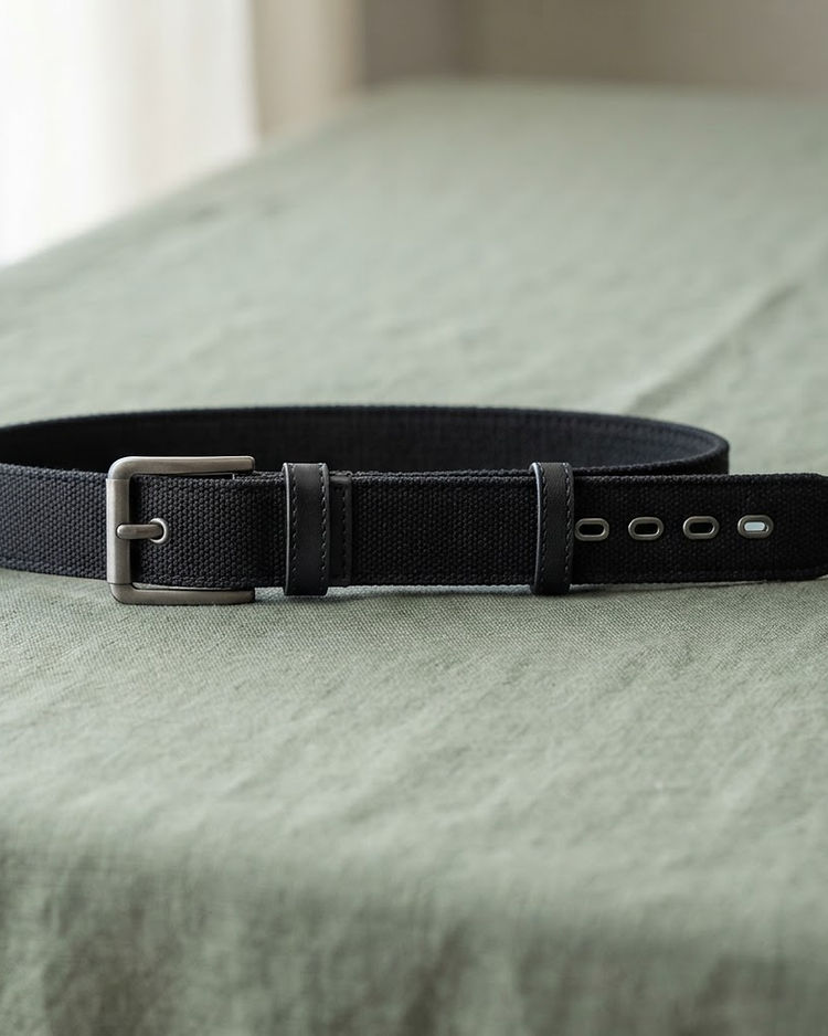 Unisex Cotton Blend Reversible Belt — Black (Black), product photo