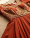Women's Ethnic Anarkali Gown — Rust (Rust), detail close-up