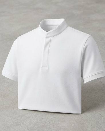 Men's Mandarin Collar Cotton Blend Polo — White (White), product photo