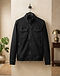 Men's Stretch Denim Lightweight Windbreaker — Black (Black), lifestyle setting