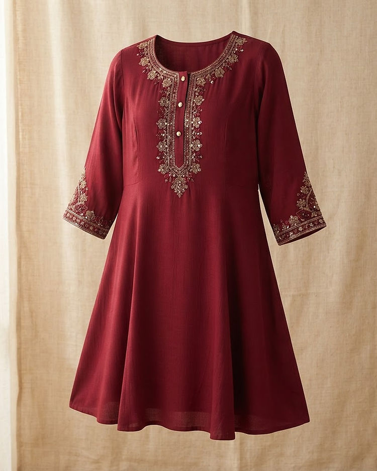Women's Festive Wear Kurta — Maroon (Maroon), product photo