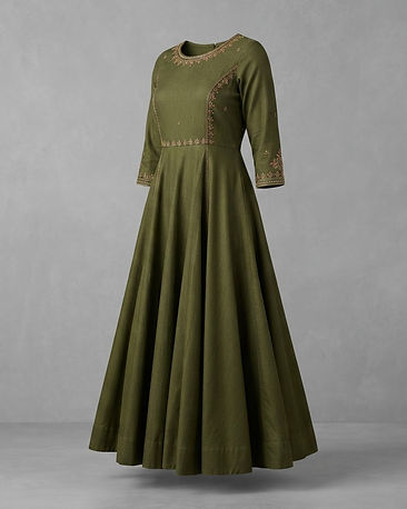 Women's Occasion Wear Anarkali — Olive (Olive), product photo
