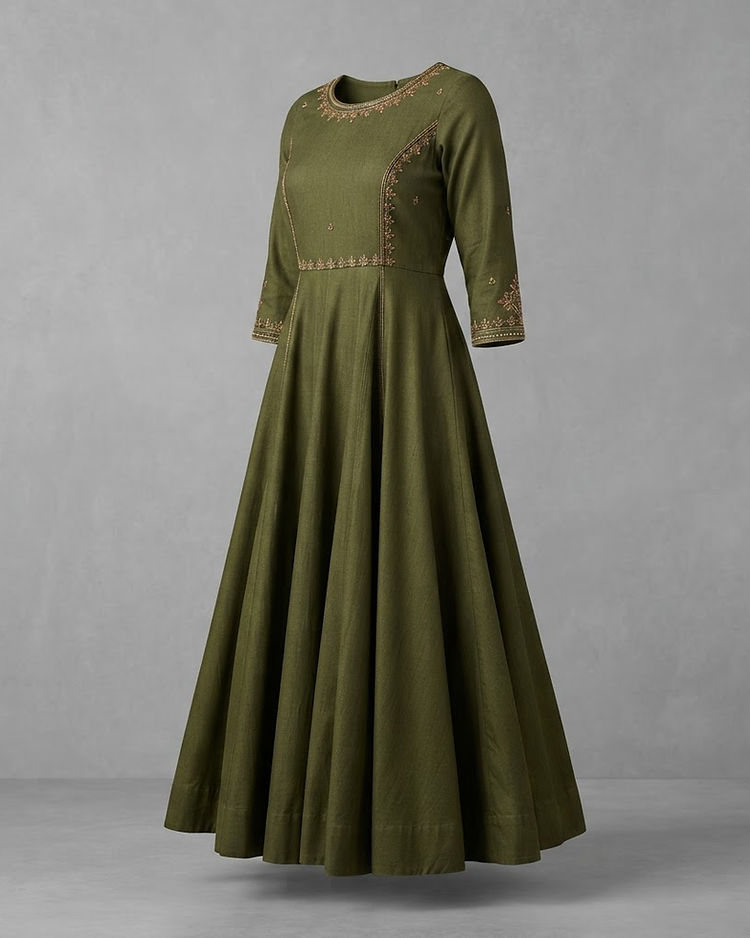 Women's Occasion Wear Anarkali — Olive (Olive), product photo