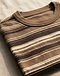 Unisex Striped Canvas Tee — Brown (Brown), detail close-up