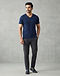 Men's V-Neck Premium Cotton T-Shirt — Navy (Navy), worn or held by model