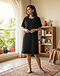 Women's Casual T-Shirt Dress — Black (Black), lifestyle setting