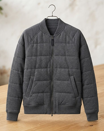 Men's French Terry Padded Bomber Jacket — Charcoal (Charcoal), product photo