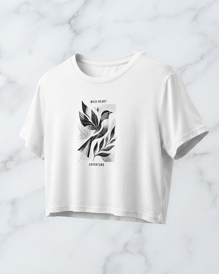 Women's Cropped Graphic Tee — White (White), product photo