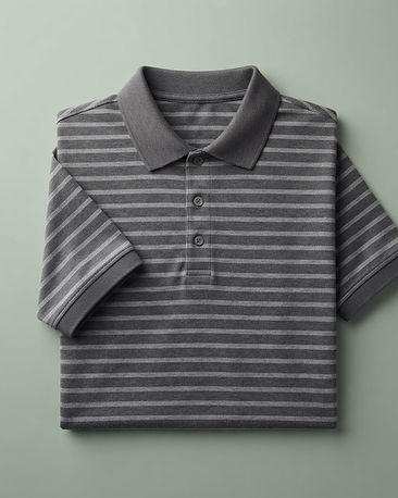 Men's Striped Combed Cotton Polo Shirt — Charcoal (Charcoal), product photo