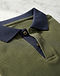 Men's Contrast Collar Organic Cotton Polo — Olive (Olive), detail close-up