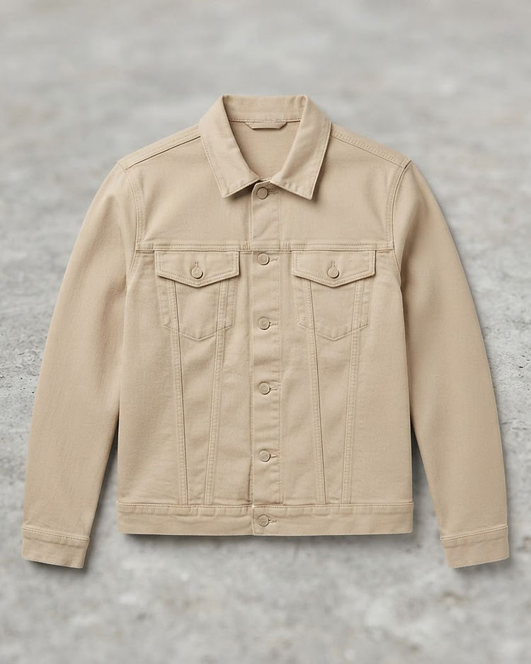 Unisex Cotton Blend Denim Jacket — Beige (Beige), product photo