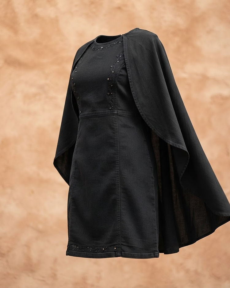 Women's Cape Style Kurti — Black (Black), product photo