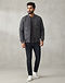 Men's French Terry Padded Bomber Jacket — Charcoal (Charcoal), worn or held by model