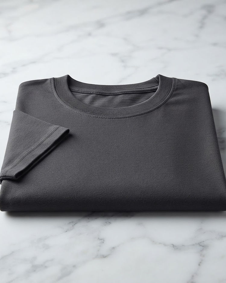 Men's Heavyweight Combed Cotton T-Shirt — Charcoal (Charcoal), product photo