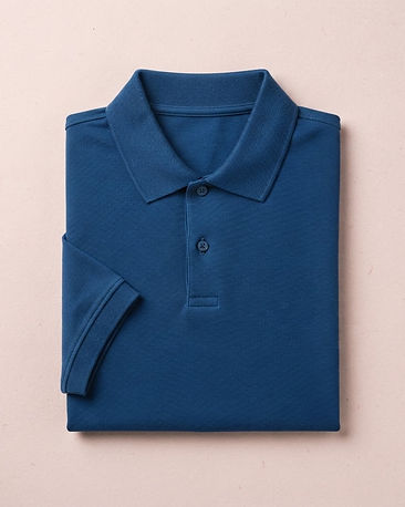 Men's Ribbed Collar Organic Cotton Polo — Blue (Blue), product photo