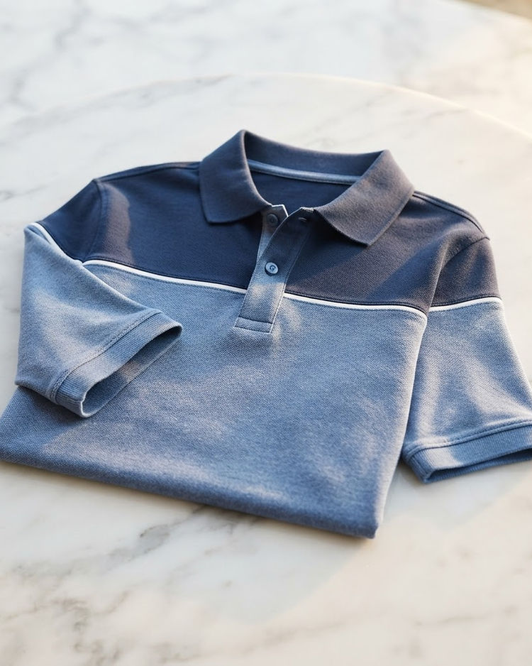 Men's Colour-Block Organic Cotton Polo — Blue (Blue), product photo